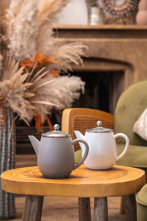 Bredemeijer - Dubbelwandige theepot Eva - 1,1 liter - Wit - Met filter