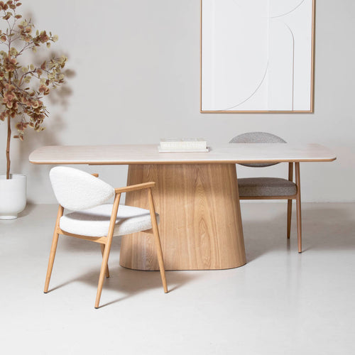 Giga Meubel Eettafel Thomas - Rechthoek Naturel/Keramiek - 200x90x76cm - vtwonen shop