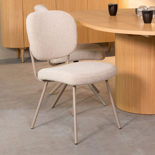 LABEL51 Eetkamerstoel Singapore - Naturel Bouclé - Set van 2 - vtwonen shop