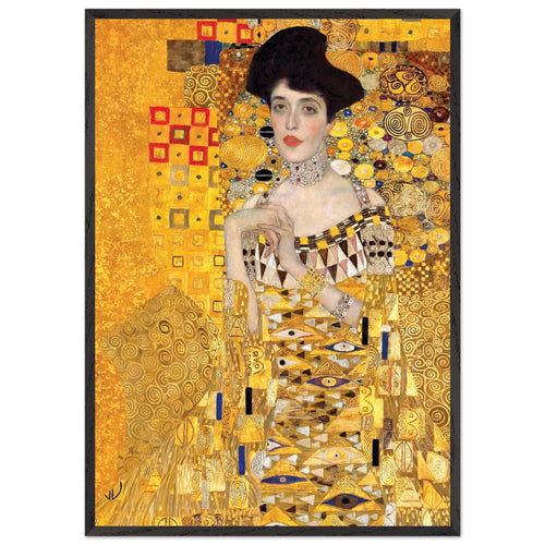 Artfulprints Poster met Lijst Gustav Klimt - Portrait of Adele Bloch-Bauer I   - 70x100 cm - Geel