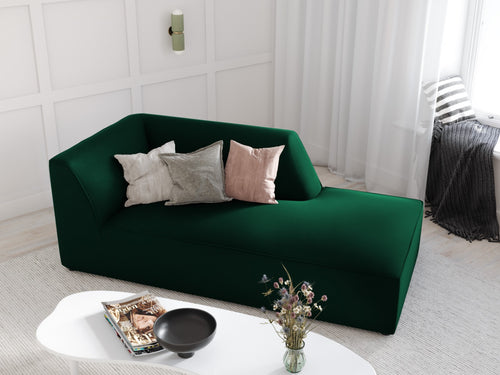 Micadoni rechter chaise longue Ruby flueel, flessengroen - 180x93x69cm