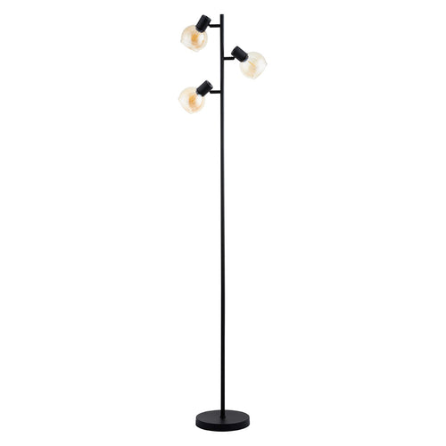 Lighto | Art deco vloerlamp zwart met goud glas 3-lichts | Juna