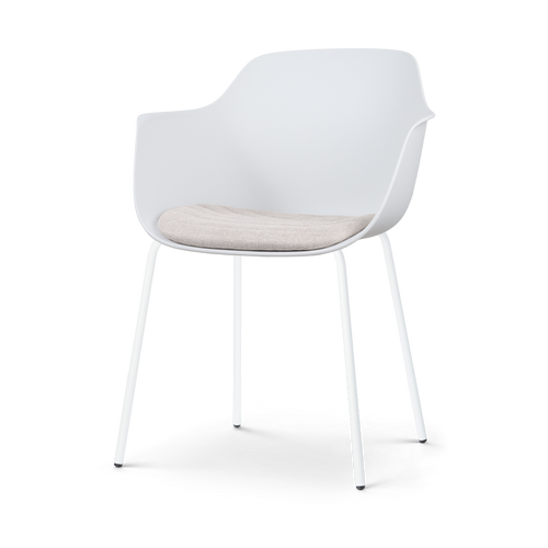 Nolon Nora-Liz Eetkamerstoel Wit - Beige Kussen - Witte Poten - vtwonen shop