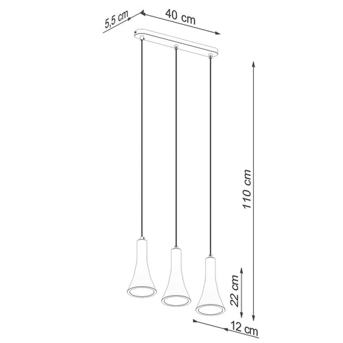 Sollux Lighting Hanglamp REA 3L beton - 46x12x110cm