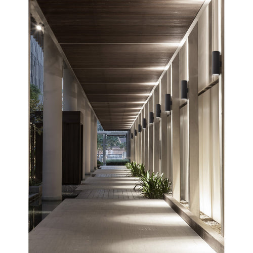 Merano Fresno Outdoor Up Down Wandlamp Sandy Zwart Aluminium, Glas LED Chip 10W 1857Lm 3000K IP65