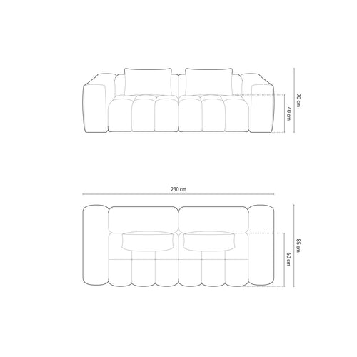 Cosmopolitan Design - Modulaire bank Verona 3-zits, flueel ecru - 85x230x70cm