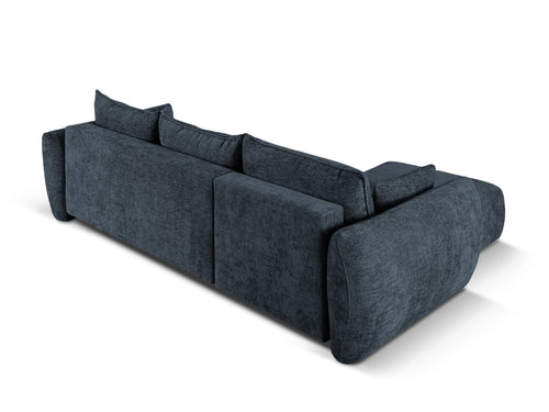 Cosmopolitan Design Uitklapbare hoekbank links met opbergdoos Matera 4-zits, chenille, koningsblauw - 173x253x86cm