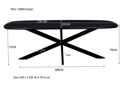 Livingfurn eetkamertafel Jesper Danish Oval - 230cm - mangohout - zwart - vtwonen shop