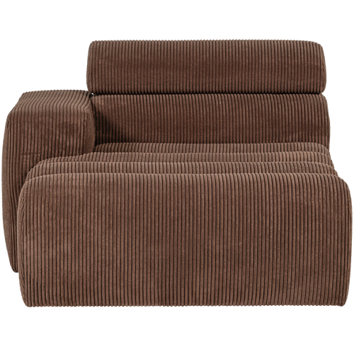 WOOOD chaise longue element arm links Novi - Ribstof - Mokkabruin - 86x109x173 - vtwonen shop