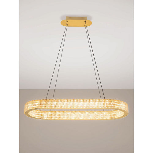 Nova Luce KINARA Geïntegreerde LED-hanglamp voor plafond, platina goud, Triac dimbaar, 70W, 5444lm, 3000K