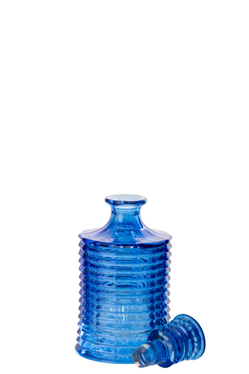 J-Line karaf Geribbeld - glas - blauw
