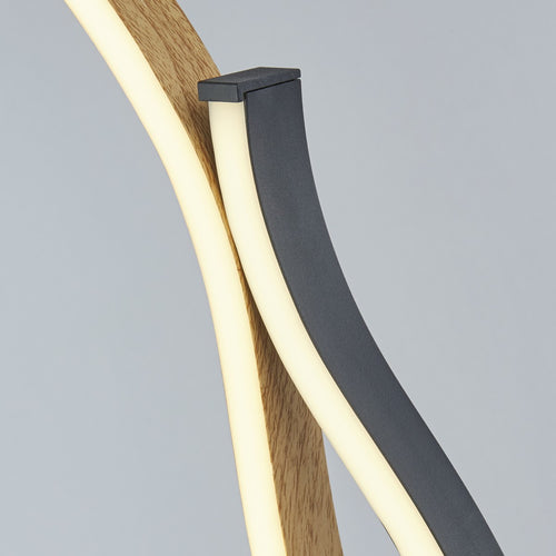 Bloom Swirl LED-tafellamp, zwart met houteffect