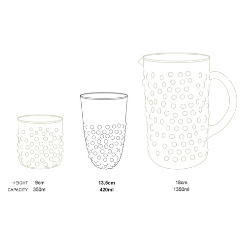 vtwonen Longdrinkglazen Dots - Glazen - Set van 4 Drinkglazen - Servies - 420 ml - vtwonen shop