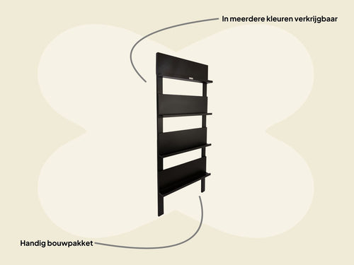 MaximaVida wandrek Jamie zwart- boekenrek- tijdschriftenrek- 180 x 80 cm