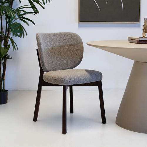 DÉJA Living Eetkamerstoel Nobu - Taupe/Walnoot Eiken - Set van 2 - vtwonen shop