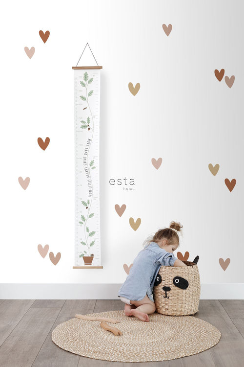 ESTAhome muursticker hartjes terracotta, roze en beige - 47.5 x 66 cm - 156112 - vtwonen shop