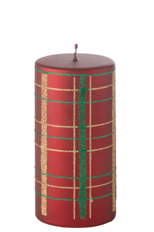 J-Line kaars Cilinder Geruit - mix - large - 35U - vtwonen shop