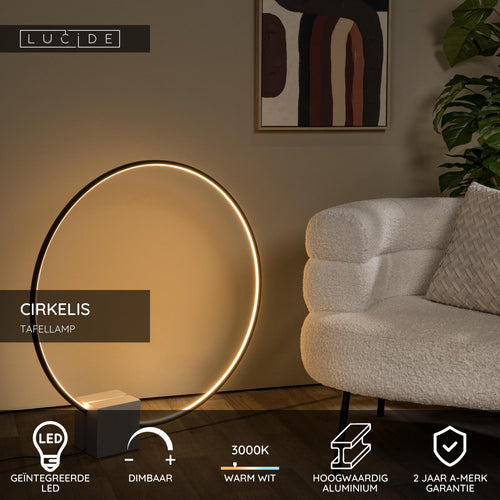 Lucide tafellamp CIRKELIS - Geïntegreerde LED - Zwart