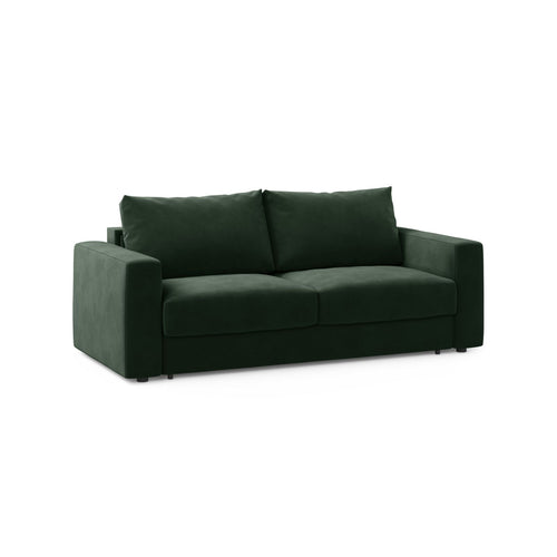 Cosmopolitan Design - Converteerbare bank Grena 3-zits, flueel flessengroen - 100x205x90cm