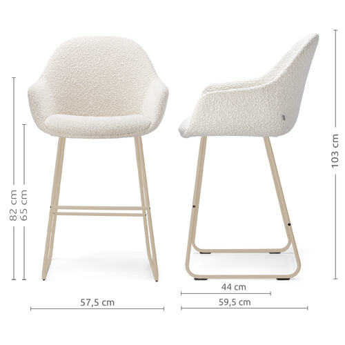 Nolon Nino-Mae barkruk bouclé beige - beige onderstel - 65 cm