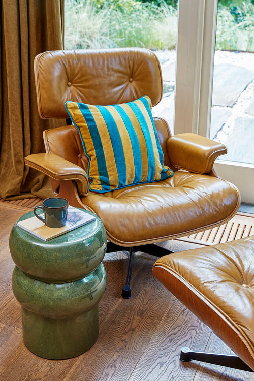 In The Mood Collection Clair Sierkussen - L45 x B45 x H10 cm - Katoenfluweel - Geel, Groen