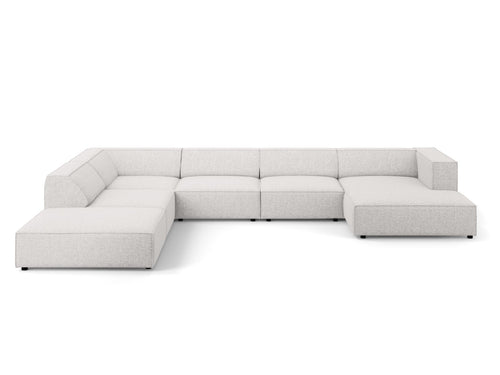 Cosmopolitan Design Panoramische hoekbank links Arendal 7-zits, chenille, lichtgrijs - 262x364x70cm