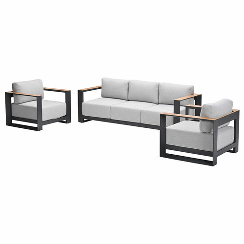 Garden Impressions loungeset Malakka donker grijs - light teak look - 3-delig - vtwonen shop