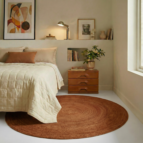 Mrcarpet jute vloerkleed - roest/terracotta - Ø 150cm