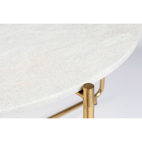 Housecraft Living Timpa Salontafel Marmer Rond 70x70 cm Wit/ Goud - vtwonen shop