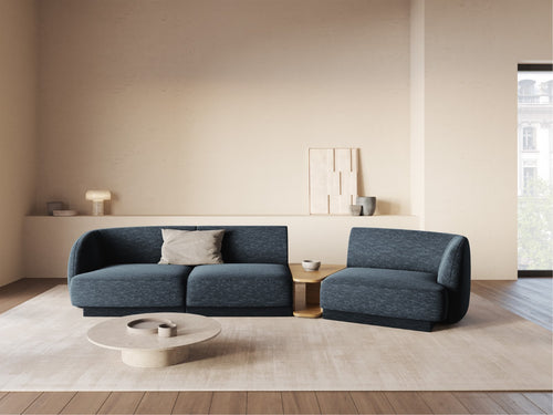 Micadoni Rechte modulaire bank Miley 3-zits, chenille, koningsblauw - 126x303x70cm