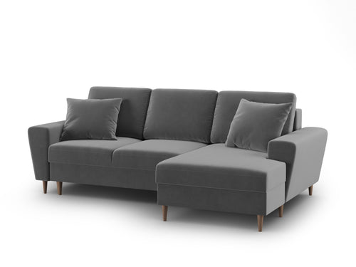 Cosmopolitan Design Converteerbare hoekbank rechts met opbergdoos Kyoto 4-zits, flueel lichtgrijs - 145x241x88cm
