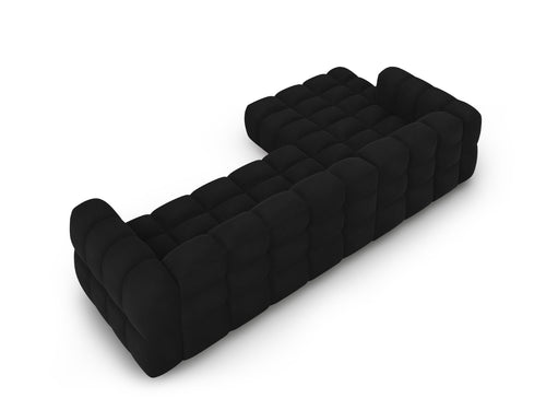 Cosmopolitan Design Modulaire hoekbank links Sky 4-zits, flueel, zwart - 162x300x70cm