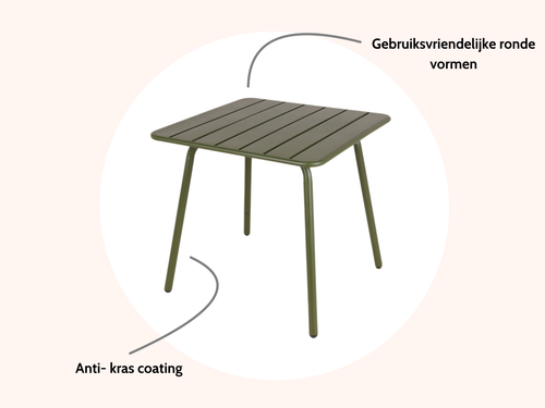 MaximaVida metalen vierkante tuintafel Max 80 x 80 cm olijfgroen - vtwonen shop