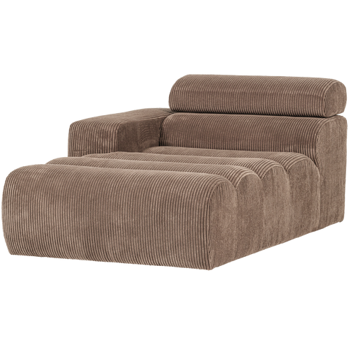 WOOOD chaise longue element arm links Novi - Ribstof - Taupe - 86x109x173 - vtwonen shop