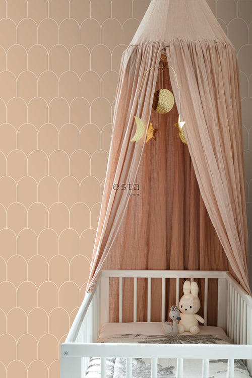 ESTAhome behang art deco motief licht terracotta - 53 cm x 10.05 m - 139203