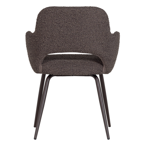 WOOOD eetkamerstoel Jenny - Bouclé - Bruin Melange - Set Van 2 - 80x58x58