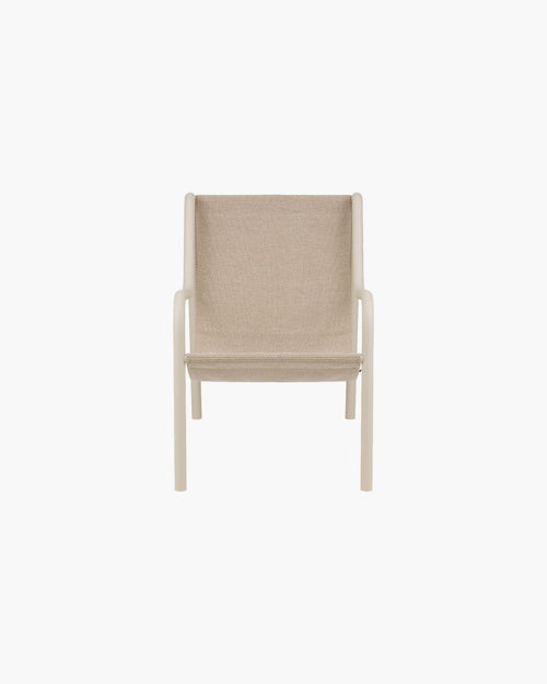 noo.ma Nokk Armchair outdoor loungestoel - Piazza Beige, waterdichte sling-zitting, stalen buizenframe