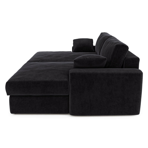 Premium Interiors - Sofa PLUM - fluweel zwart 260cm