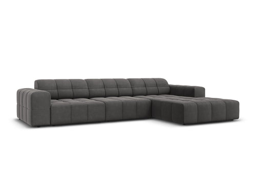 Cosmopolitan Design rechter hoekbank Chicago 4-zits, flueel grijs - 167x294x78cm
