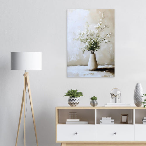 Artfulprints Canvas Artistic flowers in a vase canvas - 100x150 cm - Wit