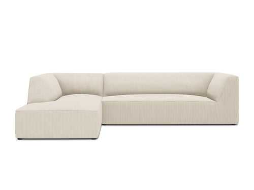Micadoni - Linker hoekbank "Ruby" 4 zitplaatsen, ribfluwelen, lichtbeige - 180x273x69cm