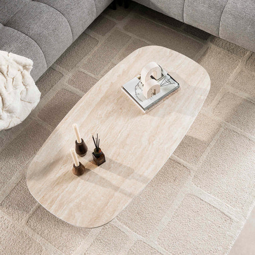 Giga Living Salontafel Centro - Organisch Travertin - 135x70x40cm