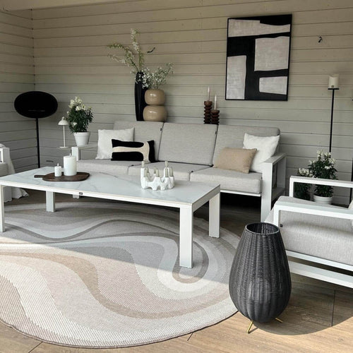 Interieur05 Organisch gevormd buitenkleed Loop Stone Linnen - 240 x 340 cm