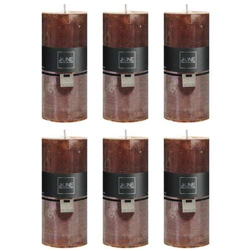 J-Line cilinderkaars - bruin -  large - 52U - 6 stuks - vtwonen shop