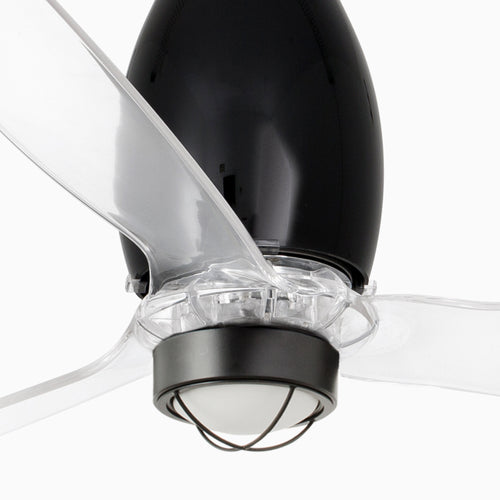 Faro ETERFAN LED glanzend zwart, transparante plafondventilator met DC-motor, 3000K