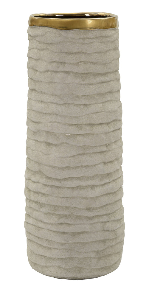 Mauro Ferretti vaas - Ø 15,5x40 cm - beige/goud