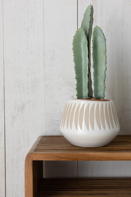 J-Line bloempot Kai - keramiek - beige/wit - large - Ø 20 cm - vtwonen shop