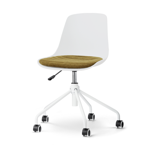 Nolon Nout-Liv eetkamerstoel wit met mosgroen zitkussen - wit onderstel