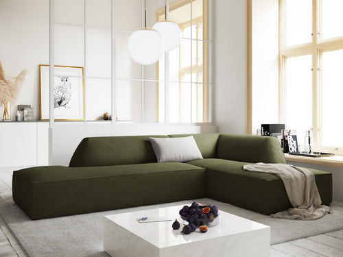 Micadoni rechter hoekbank Ruby 4-zits, ribfluwelen, groente - 180x273x69cm