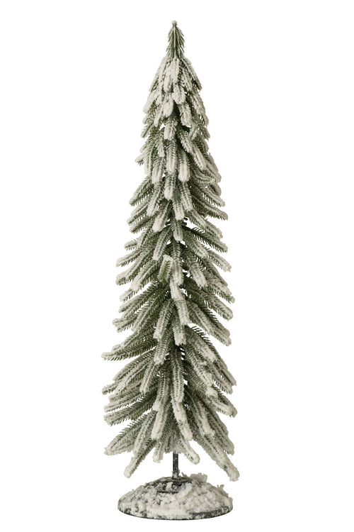 J-Line Kerstboom met sneeuw - PET - donkergroen/wit - large